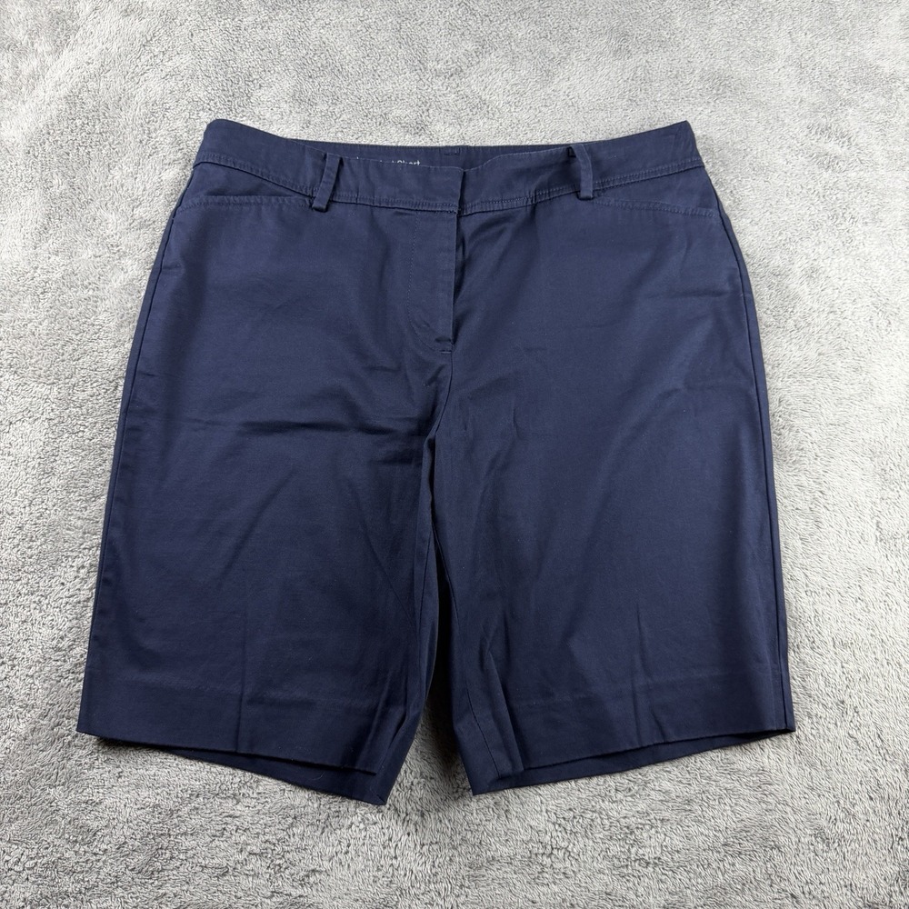 Talbots Bermuda Perfect Shorts Womens 10P Blue Mid Rise Snaps